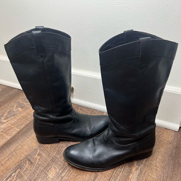 Frye Black Melissa 3471447 Pull On Mid Calf Leather Western Boots Size 8B - Picture 1 of 16